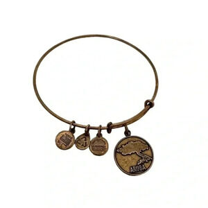 New Alex and Ani Aruba Exclusive Divi Tree Gold Charm Bangle Bracelet